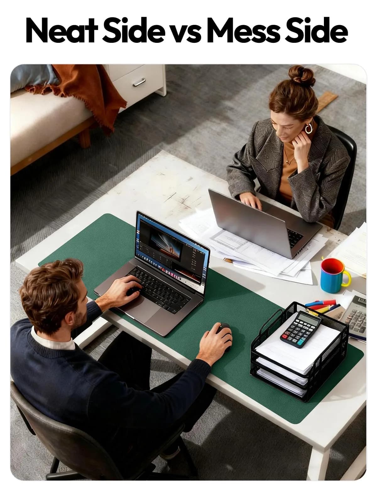 YSAGi Seafoam Green Desk Pad Protector, Large Mouse Pad, 31.5" x 15.8" | Protects Desk, Doubles as Mouse Surface thumbnail 5
