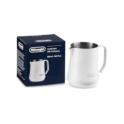 De'Longhi Milk Frothing Pitcher Matte White Stainless Steel 500ml (17 oz) | Professional Grade for Latte Art thumbnail 1