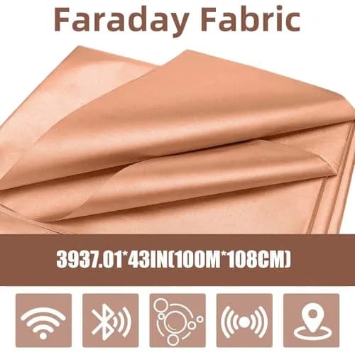 Amerthing Pure Copper Faraday Fabric 100M (3937" x 43") | Blocks RFID, EMP, EMF, EMI, 5G, WiFi, Bluetooth, GPS thumbnail 2