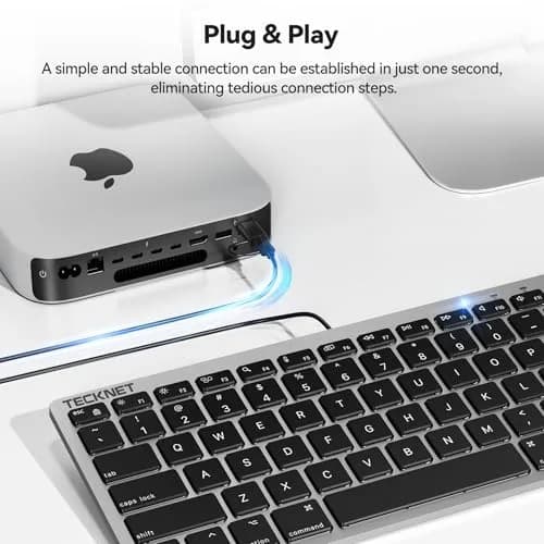 TECKNET Wired Mac Keyboard for MacOS Devices with Dual Interface, 78-Key Compact Layout | Ergonomic Typing Angle & Stable Connection thumbnail 5