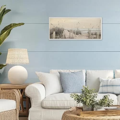 Stupell Industries | White Moon Over Ocean Framed Giclee Art 24 x 10 Inches | Coastal Nautical Decor thumbnail 3