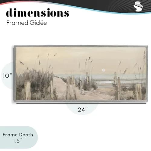 Stupell Industries White Moon Over Ocean Framed Giclee Art 24"L x 10"W | Coastal Landscape thumbnail 4