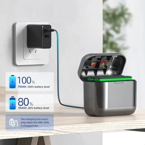 METACUCU 1850mAh Dual Battery & USB-C Charger for Insta360 X3 Camera | Extended Shooting Time thumbnail 3