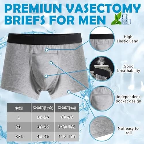 Janmercy Vasectomy Underwear Men Briefs XL | Supportive Ice Pack Pocket for Recovery thumbnail 4