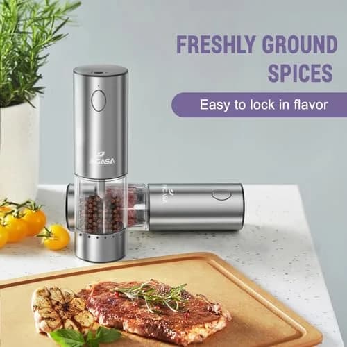 GATTLELIC Electric Salt and Pepper Grinder Set, 95ml Capacity, USB Rechargeable, LED Light, Adjustable Coarseness thumbnail 2