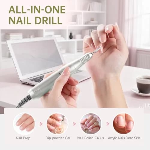 HQMPHQ Professional Nail Drill 45000RPM Rechargeable Electric Nail File | Whisper-Quiet Operation thumbnail 7