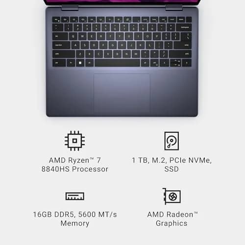 Dell Inspiron 14 2-in-1 Laptop, FHD+ AMD Ryzen 7 8840HS, 16GB DDR5, 1TB SSD, Windows 11 Home thumbnail 8