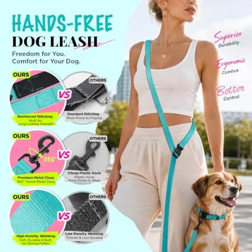 Heelay Hands Free Dog Leash 2.5m (8.2ft) Teal | Adjustable Crossbody Rope for Medium Dogs thumbnail 5