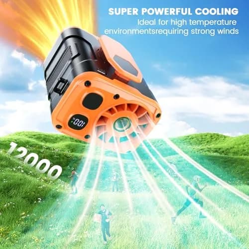coldSky Upgraded Waist Fan 5 Speeds Clip On Fan, 24 Hrs Cooling for Outdoor thumbnail 2