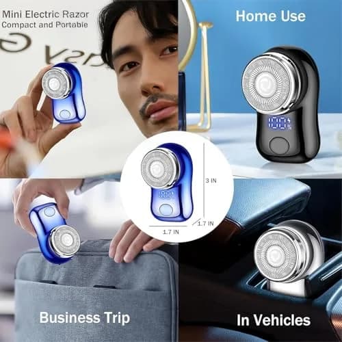 Reodolop Mini Electric Shaver Rotary USB C Rechargeable Lightweight for Travel & Office thumbnail 6