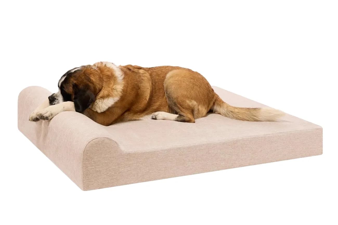 Big Barker Headrest Edition Orthopedic Dog Bed - 7" Pillow Top, 52"x36"x7" | Supports Joints & Arthritis — Driftwood Linen / Giant