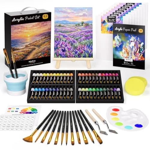 Nicpro 92PCS Acrylic Paint Canvas Set for Adults | 48 Paints, 8"x10" Canvas Panels, Artist Supplies Kit thumbnail 1