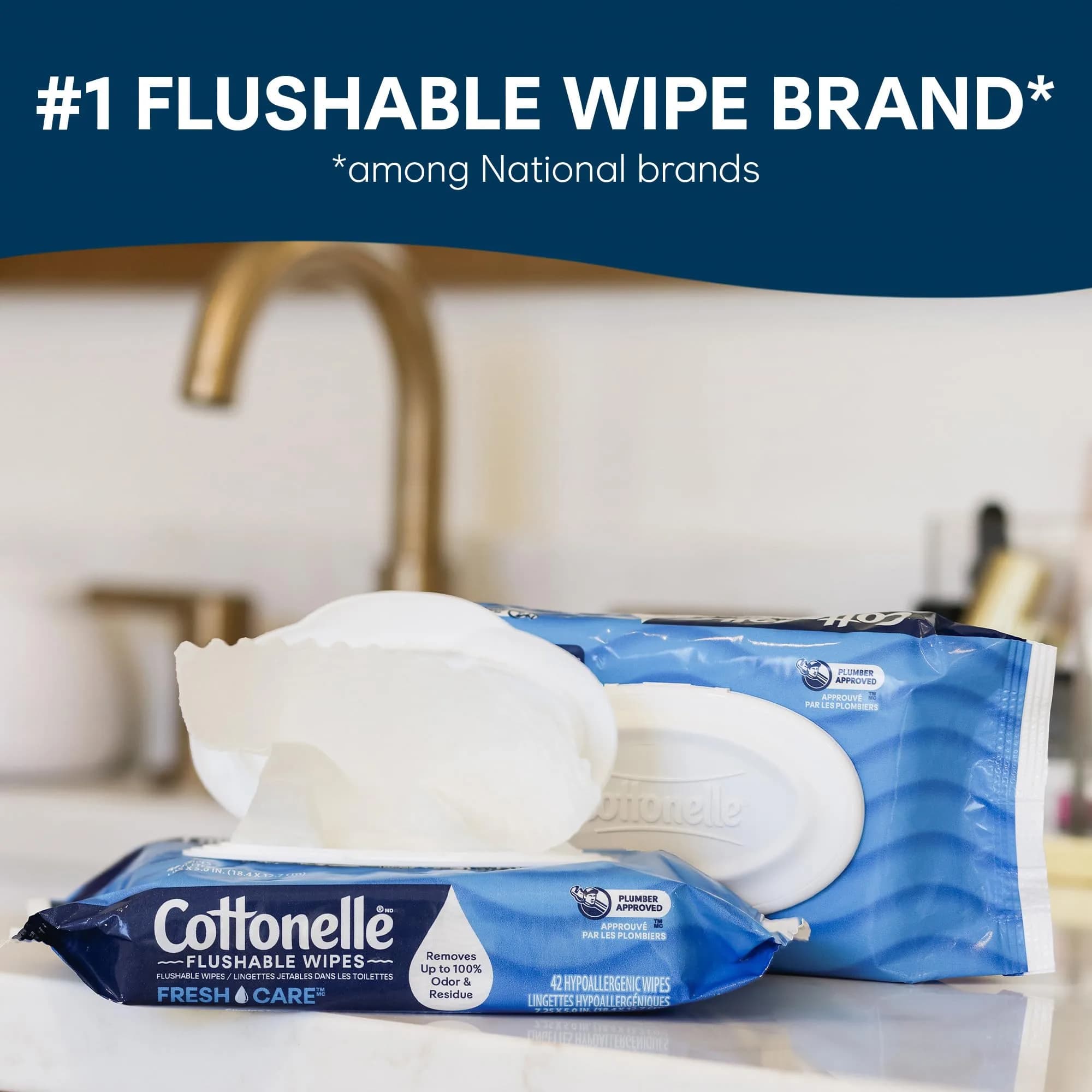 Cottonelle Fresh Care Flushable Wet Wipes, 4 Flip-Top Packs, 42 Wipes Per Pack (168 Total Wipes) | Gentle Skin Care thumbnail 2