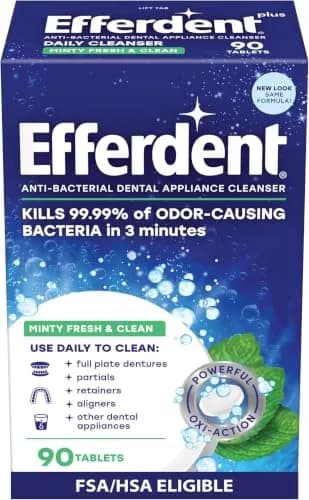 Efferdent Denture Cleaner Tablets 540 Count (90 Tablets x 6 Packs) | Kills 99.99% Odor-Causing Bacteria thumbnail 1