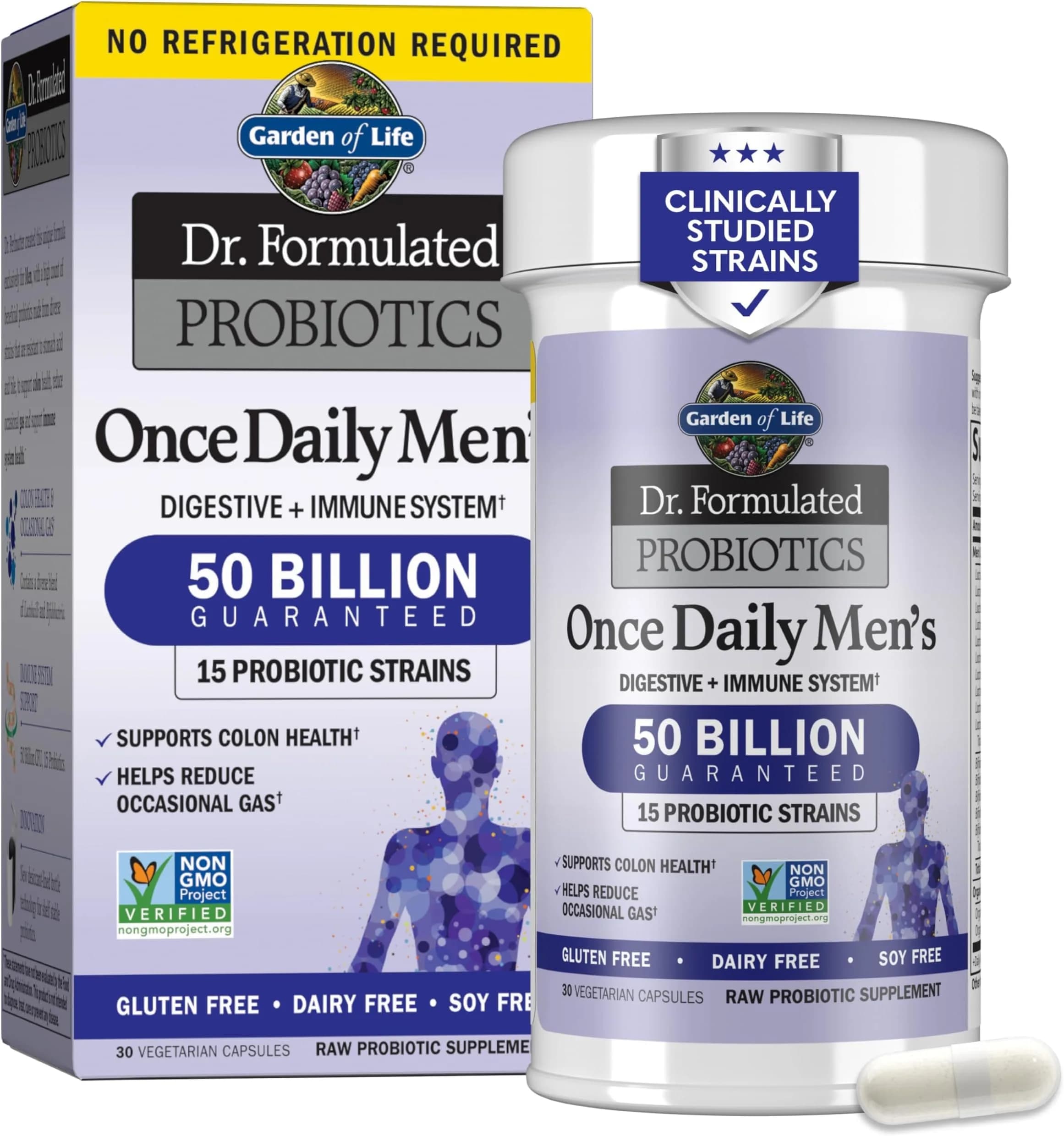 Garden of Life Probiotics for Men, Dr. Formulated 50 Billion CFU 15 Probiotics 30 Capsules | Digestive & Immune Support — Capsule