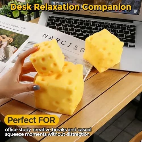 KUBEIJIA Big Cheese Squishy 10cm (4 Inch) | Non-Toxic TPR Stress Relief Toy thumbnail 3