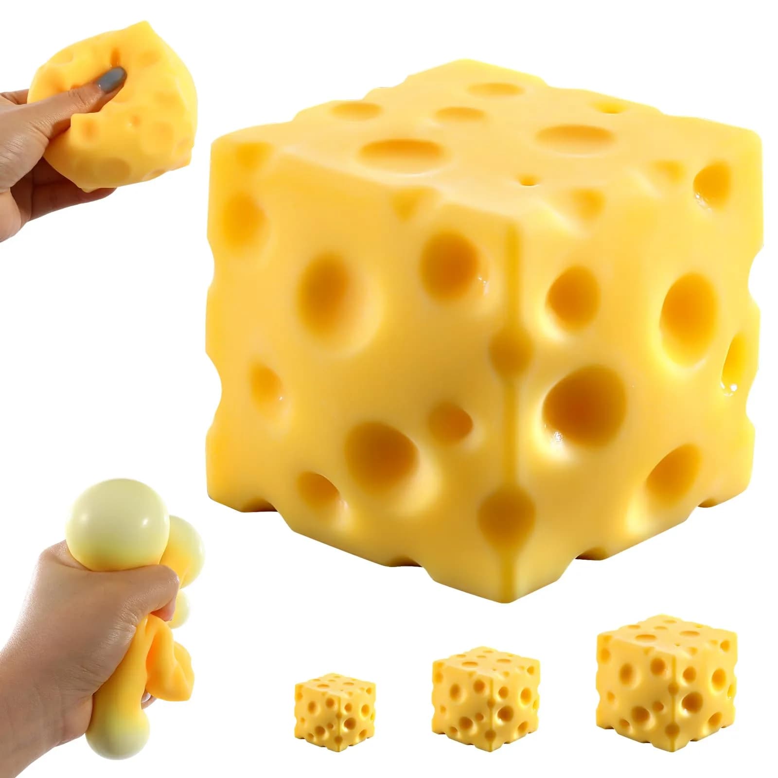 KUBEIJIA Big Cheese Squishy 10cm (4 Inch) | Non-Toxic TPR Stress Relief Toy — 2.8 IN