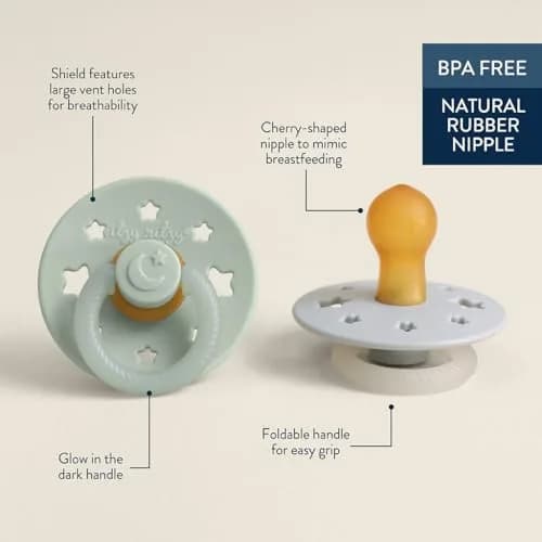 Itzy Ritzy Natural Rubber Pacifiers for 0-6 Mo | BPA-Free, Glow in Dark, Chic & Safe thumbnail 5
