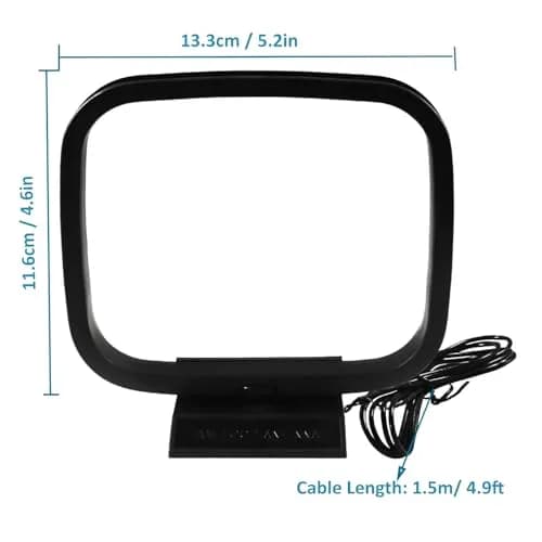 AEDIKO 75 Ohm FM Dipole Antenna & AM Loop Antenna Set | 1.8m (6ft) Cable, 80cm Dipole Length thumbnail 4