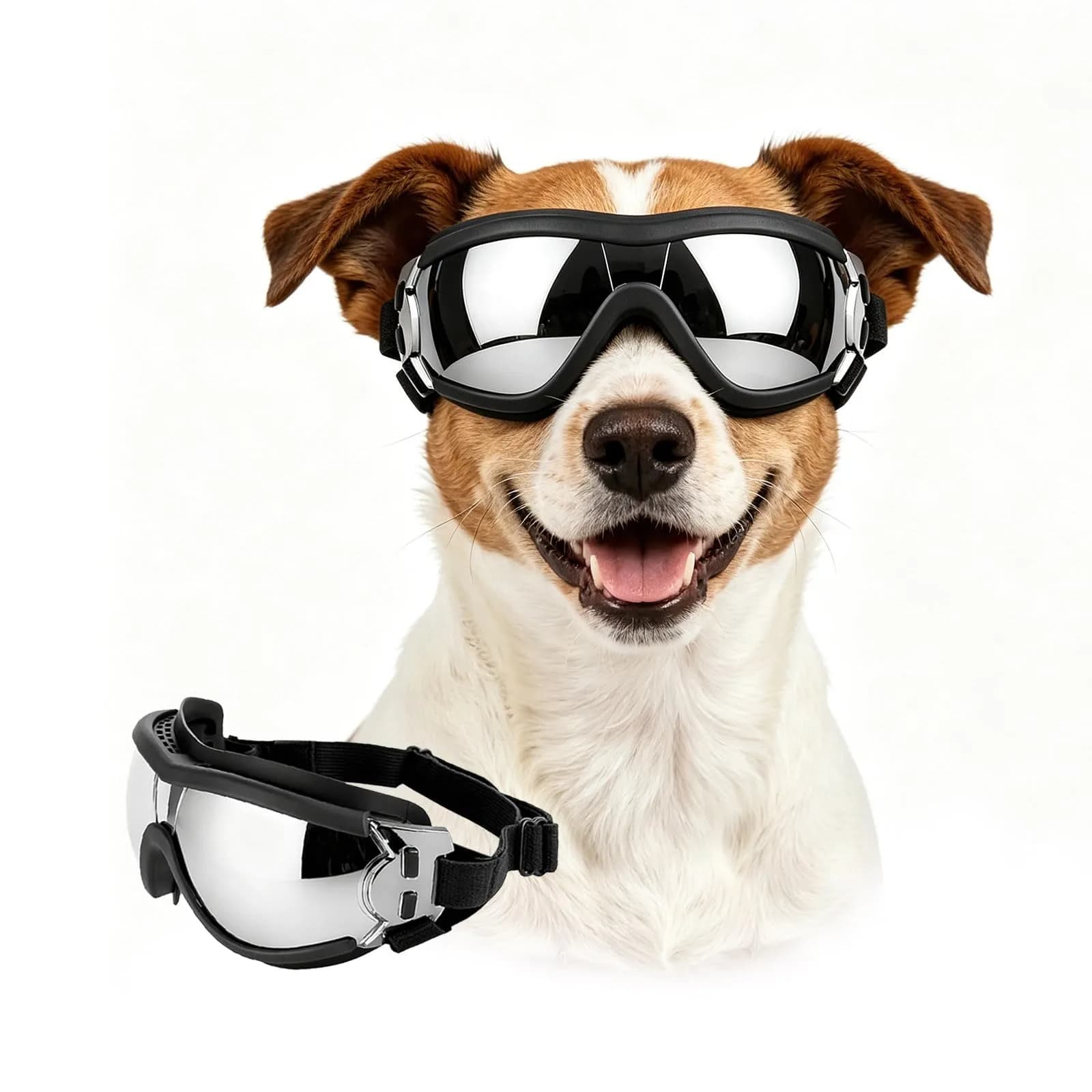 Enjoying Gloss Black UV Protection Dog Goggles for Medium Breeds | Windproof & Adjustable — Gloss Black