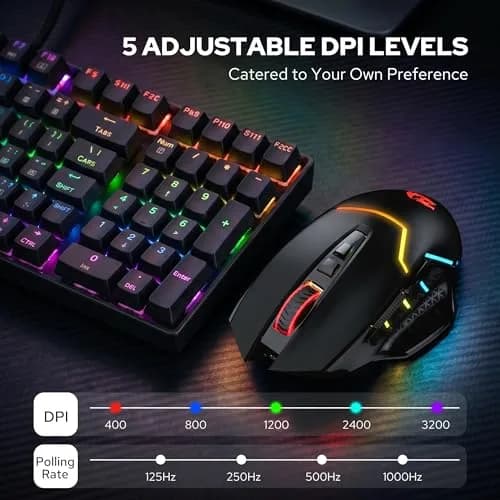 Redragon M690 MAX Wireless RGB Gaming Mouse 12800 DPI | 7 Macro Buttons, Rechargeable, Tri-Mode Connectivity thumbnail 3