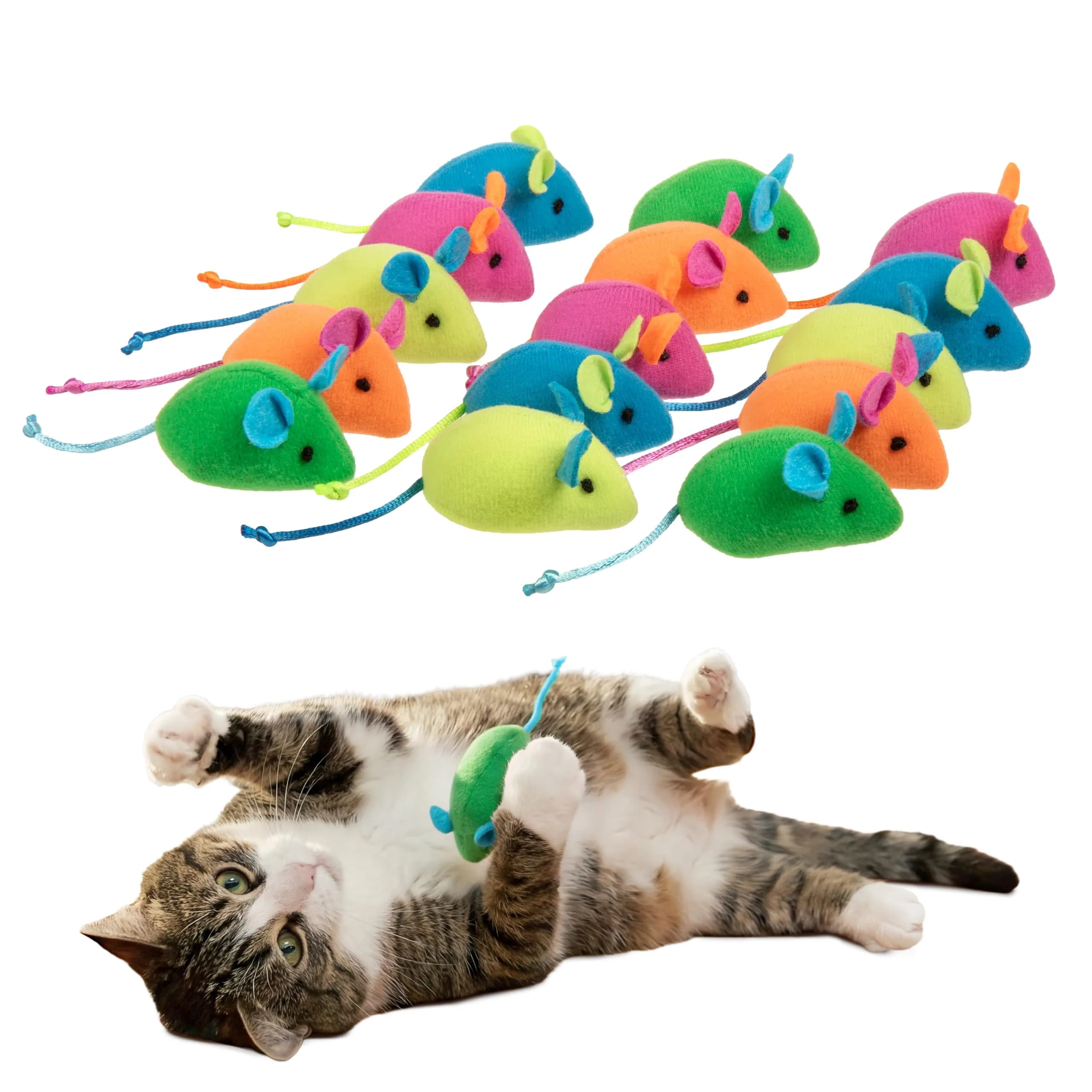 SmartyKat Skitter Critters Catnip Mice Plush Cat Toy Value Pack 15-Pack | Stimulating Play for Cats & Kittens