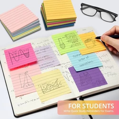 Taja Lined Sticky Notes 144 Pads 3x3 Inches 50 Sheets/Pad Bright | Bulk Pack for Office, Study & Daily Organization thumbnail 6
