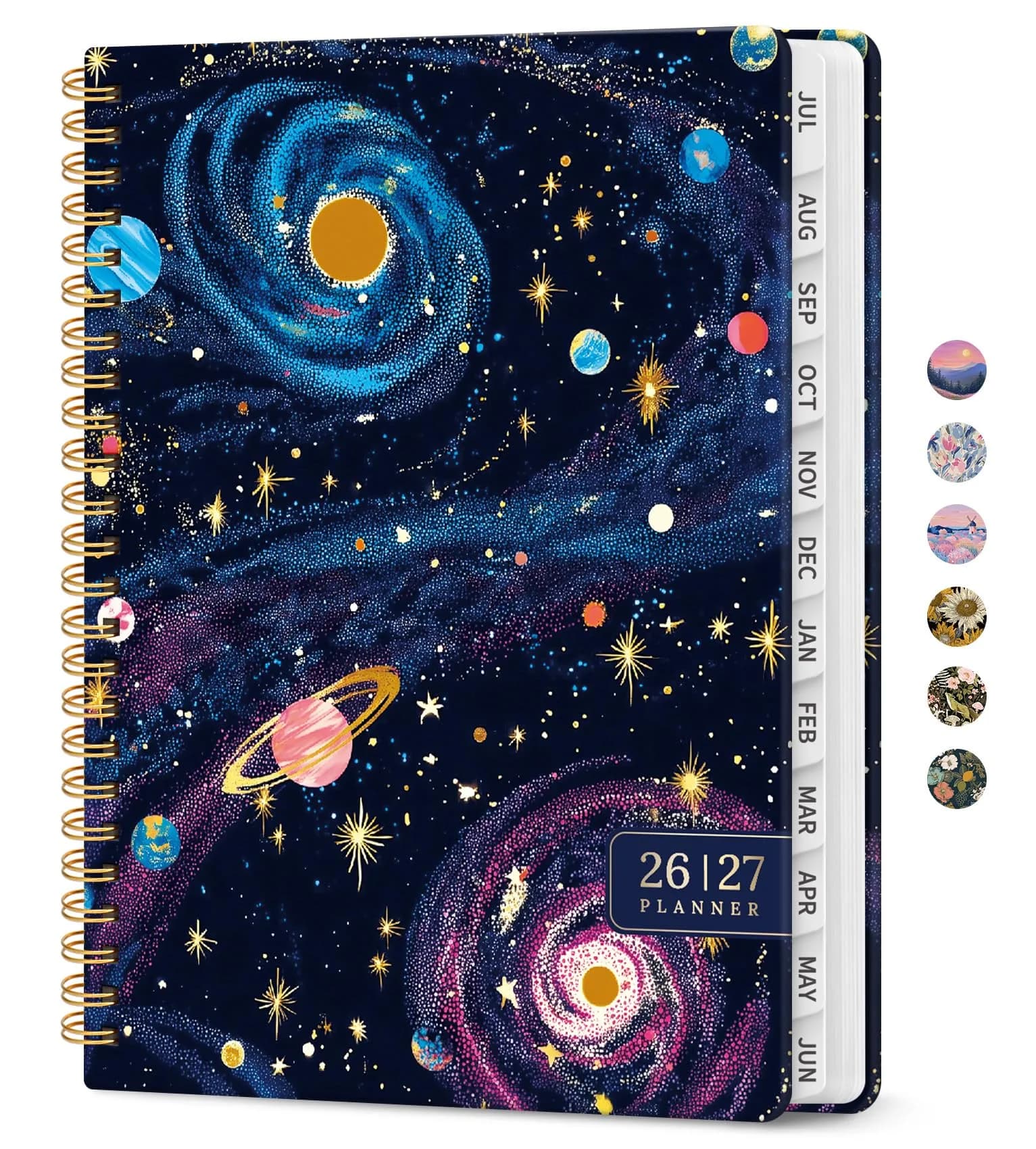 Taja 2026-2027 Academic Planner 6.3" x 8.5" | Monthly & Weekly Jul 2026-Jun 2027 Planner Calendar — D-Galactic Swirl / 6.3"x8.5"