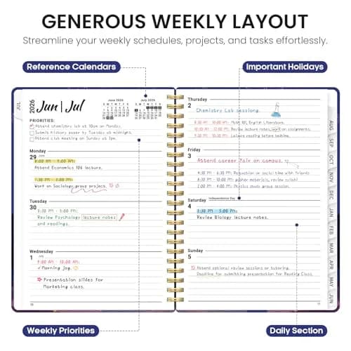 Taja Academic Planner 2026-2027, Jul 2026-Jun 2027 Monthly & Weekly Planner 16.0 cm x 21.6 cm (6.3"x8.5") | Acid-Free Paper thumbnail 3