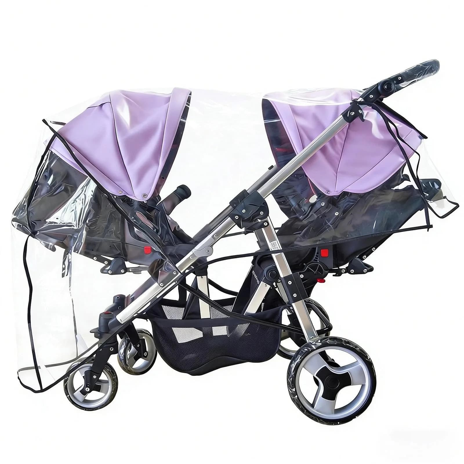 HSJH Double Stroller Rain Cover | Waterproof Weather Shield for Tandem Twin Strollers with Large See-Through Window - main product image