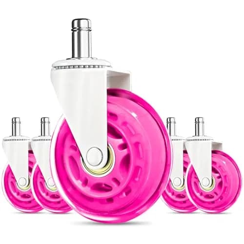 RidRed Pink Rollerblade Style Office Chair Wheels (5-Pack) | Heavy-Duty 650 lb Capacity, Smooth & Silent Rolling thumbnail 1