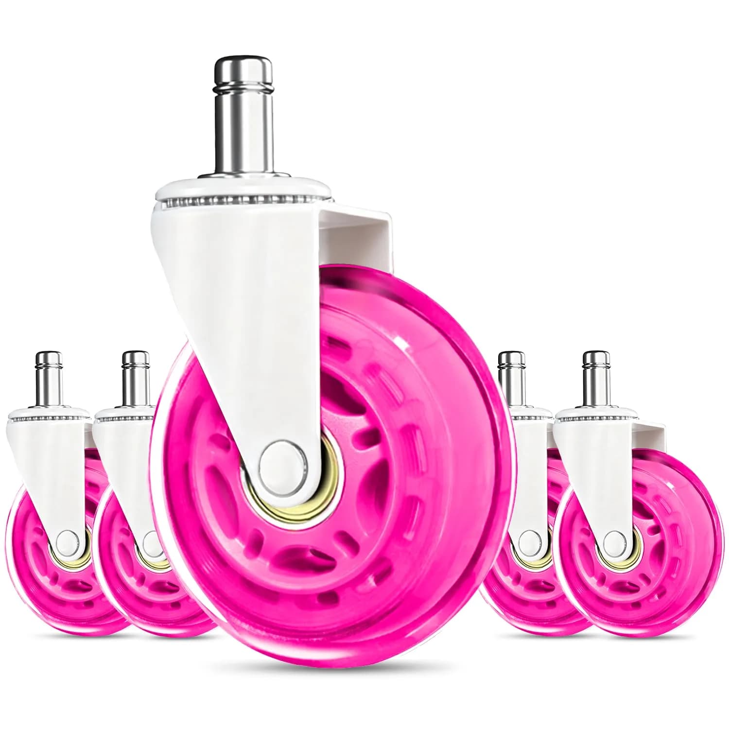 RidRed Pink Rollerblade Style Office Chair Wheels (5-Pack) | Heavy-Duty 650 lb Capacity, Smooth & Silent Rolling