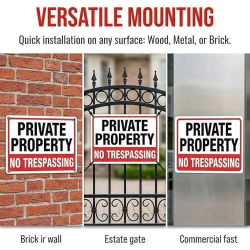 DXYIZUS SIGNS No Trespassing Sign Private Property Metal Sign 10 x 7 In (4-Pack, Aluminum) | Rust-Free & UV Protected thumbnail 7