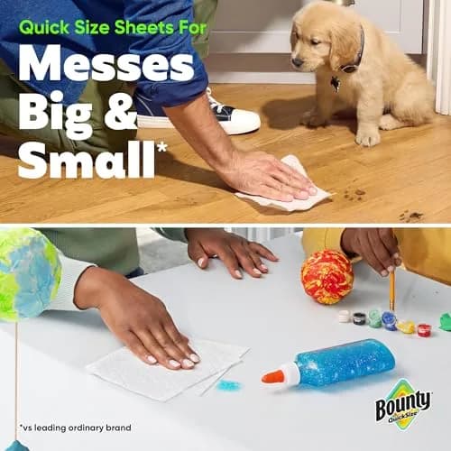 Bounty Quick Size Paper Towels White 2 Family Triple Rolls (282 Sheets) | 2x More Absorbent, Durable Diamond Texture thumbnail 6
