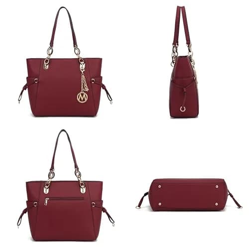 MKF Collection Yale Tote Bag Blush Vegan Leather Handbag Purse 38cm (15in) | Chic Everyday Carry thumbnail 5