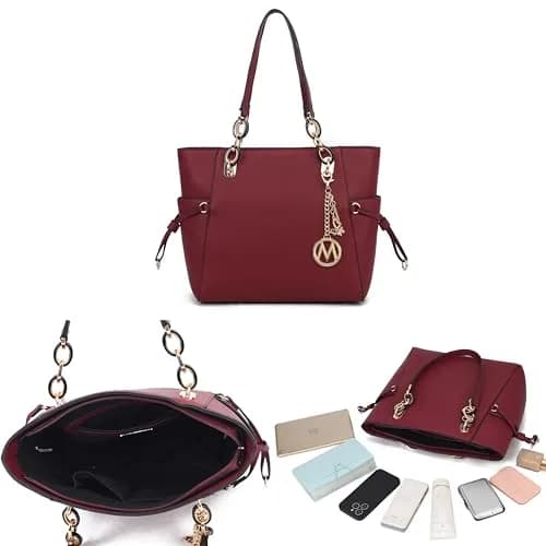 MKF Collection Yale Tote Bag Blush Vegan Leather Handbag Purse 38cm (15in) | Chic Everyday Carry thumbnail 6