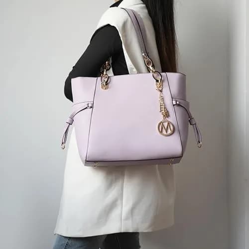 MKF Collection Yale Tote Bag Blush Vegan Leather Handbag Purse 38cm (15in) | Chic Everyday Carry thumbnail 2
