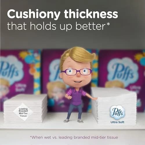 Puffs Ultra Soft Facial Tissues Mega Cube 72 Count (Pack of 6) | Dermatologist Tested for Sensitive Skin thumbnail 5