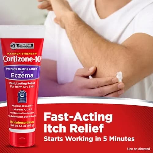 Cortizone 10 Maximum Strength Intensive Healing Lotion for Eczema 1% Hydrocortisone 14 oz (4 x 3.5 oz) | Fast-Acting Anti-Itch Cream for Minor Skin Irritations thumbnail 2