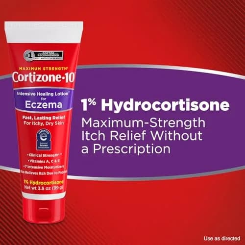 Cortizone 10 Maximum Strength Intensive Healing Lotion for Eczema 1% Hydrocortisone 14 oz (4 x 3.5 oz) | Fast-Acting Anti-Itch Cream for Minor Skin Irritations thumbnail 3