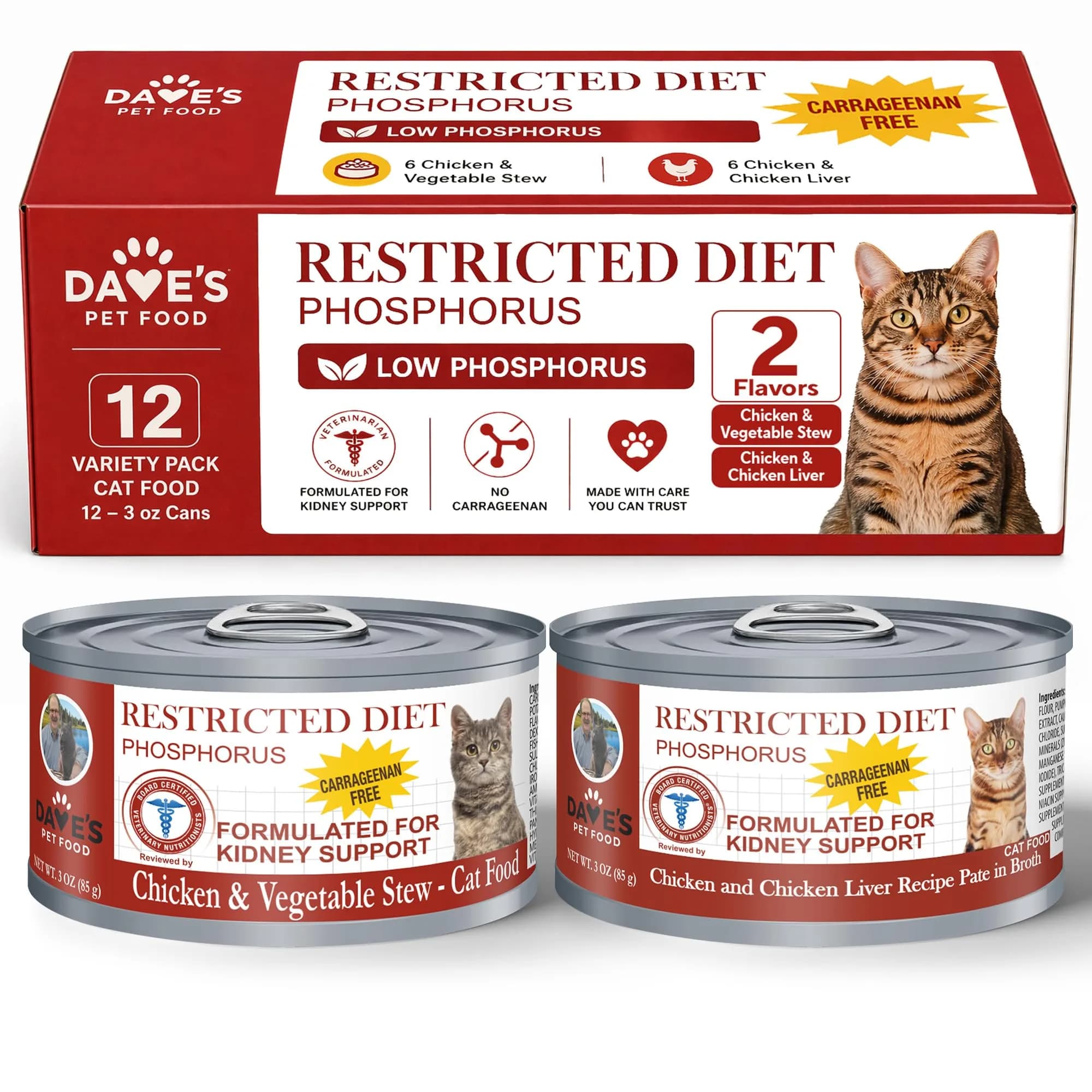 Dave's Pet Food Non Prescription Renal Cat Food Variety Pack 3 oz | Kidney Support with Quality Proteins — Variety Pack