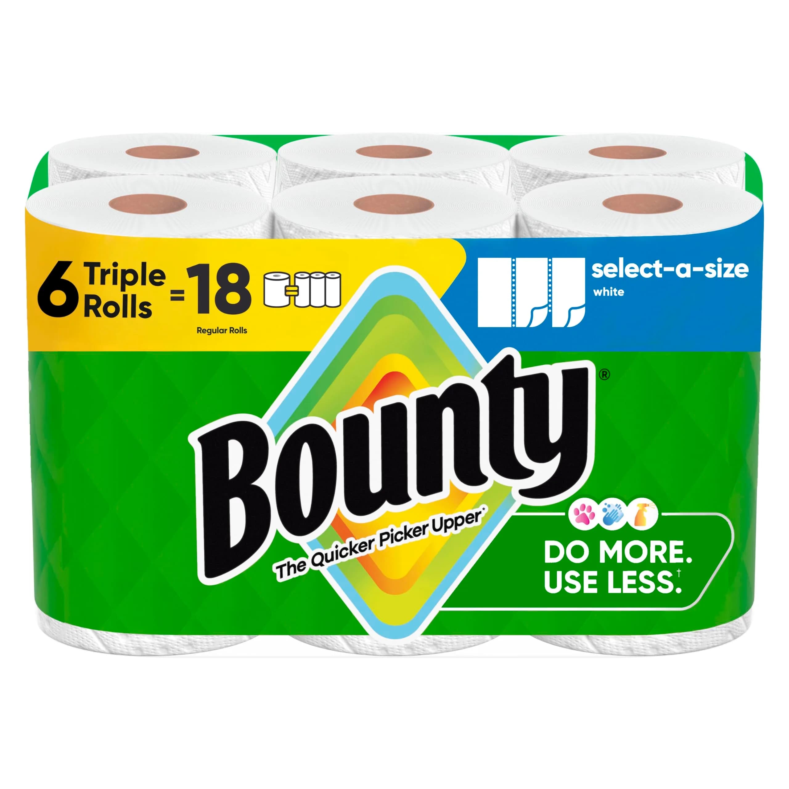 Bounty Select-A-Size Paper Towels, White, 2 Mega Rolls (328 Sheets Total) | Absorbent & Durable for Quick Mess Cleanup — White