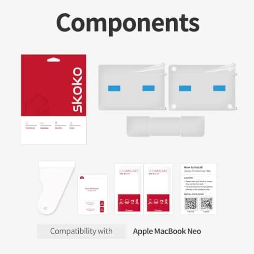 skoko Invisible Matte transparent Skin Compatible with MacBook Neo 13 A3404 | Ultra-Thin 90µm, Non-Slip, Made in South Korea thumbnail 3