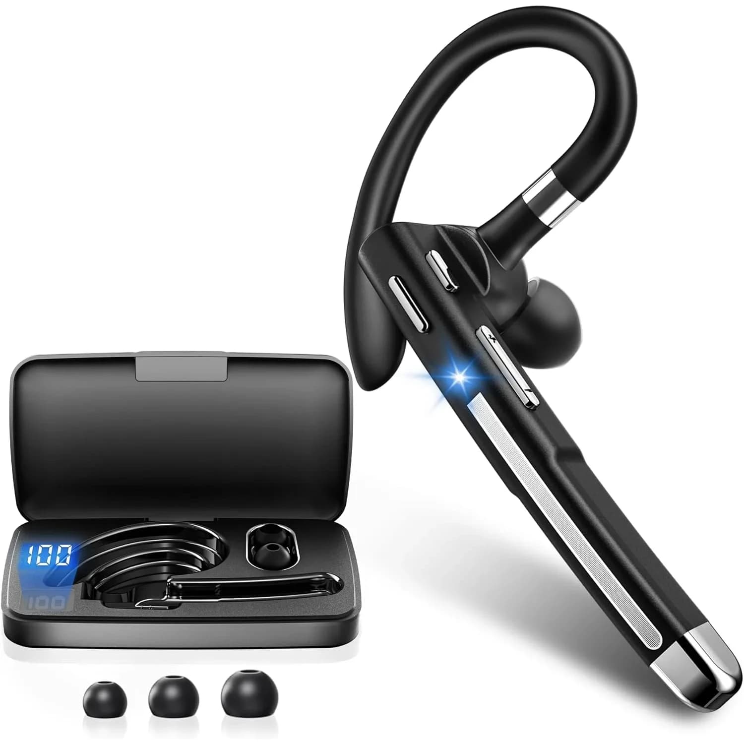 Hsility YYK520-2 Bluetooth Headset with Mic | 100 Hrs Battery, 270° Rotatable Earpiece