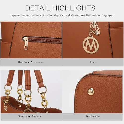 MKF Collection Merlina Tote Bag Burgundy Vegan Leather | 34cm (13.5") W x 28cm (11") H x 13cm (5") D thumbnail 7