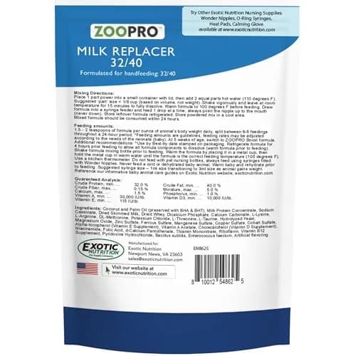 Exotic Nutrition ZooPro Milk Replacer 32/40 Formula 247ml (8.8oz) | For Baby Squirrels, Rabbits, Opossums, Raccoons thumbnail 7