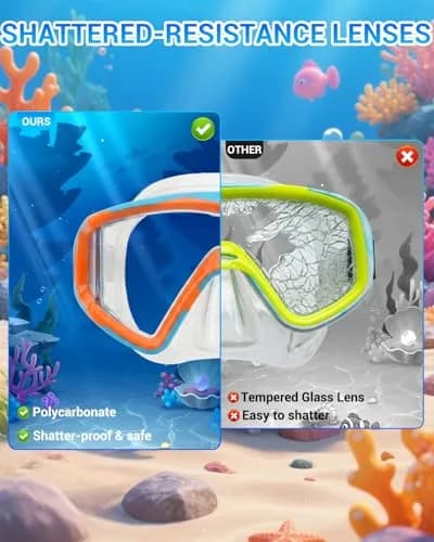 AQUA A DIVE SPORTS Kids Dive Mask with Single Lens & Adjustable Strap | Blue Orange/Purple Blue thumbnail 4