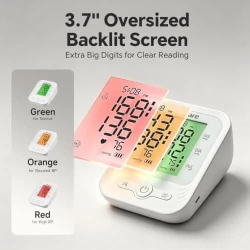 Sinocare ARM-30V Automatic Arm BP Monitor (8.6-16.5 inch Cuff) | FDA Cleared with Backlit LCD & Dual Power thumbnail 3