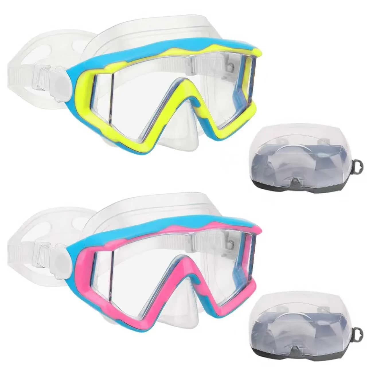 AQUA A DIVE SPORTS Kids Blue Pink/Blue Yellow Single Lens Diving Mask | Wide 180° View