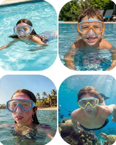 AQUA A DIVE SPORTS Kids Blue Pink/Blue Yellow Single Lens Diving Mask | Wide 180° View thumbnail 6